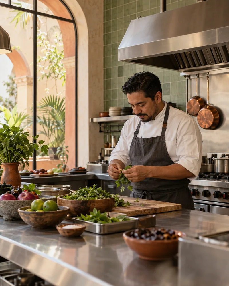 Imagen ilustrativa de un chef preparando alimentos en una cocina profesional
